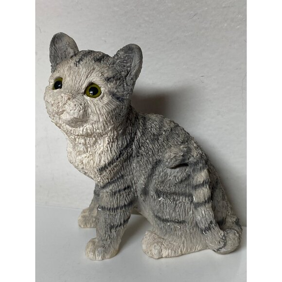 VTG United Design Co Sandicast Stone Critters Cat Tabby Gray White SC- 354 Green - Picture 3 of 9